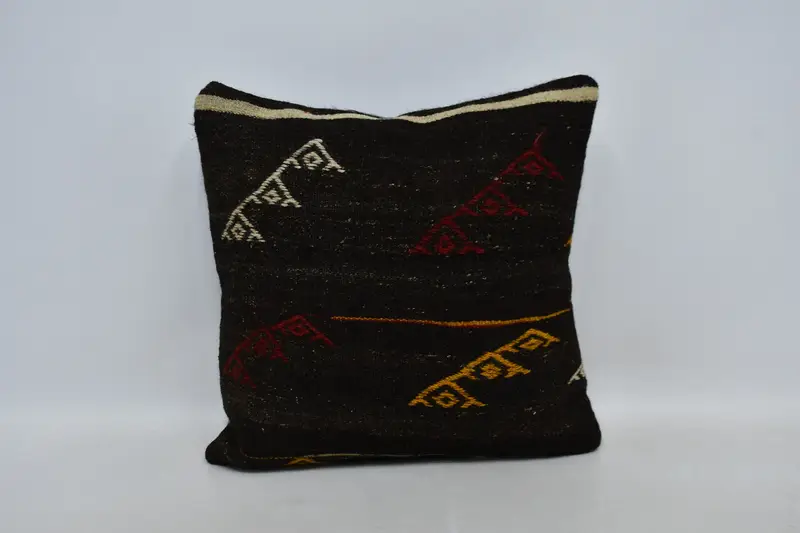 24x24 Brown Pillow Case, Vintage Kilim Pillow, Antique Pillows, Turkish Corner Pillow Case, Shabby Chic Pillow Sham, Cushion Case, Pillow for Sofa - 1