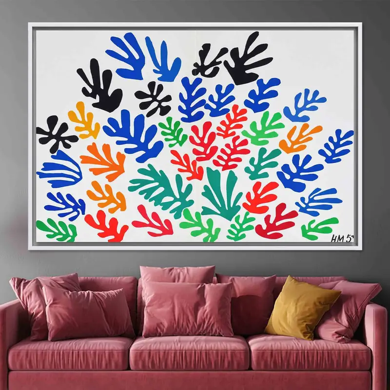 マティスにインスピレーションを得た鮮やかなパピエ ドゥクープ キャンバス プリント