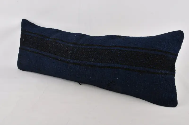 Floor Cushion Case, Boho Pillow Sham Cover, Pillow, 12x36 Blue Cushion, Vintage Kilim Pillow Cushion, Pillow for Couch, Vintage Kilim Pillow - 3