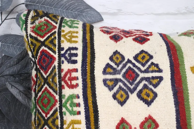 Vintage Kilim Throw Pillow, Boho Pillow, 16x24 White Cushion Case, Cushion Case, Pattern Throw Pillow Sham, Kilim Cushion Sham - 2