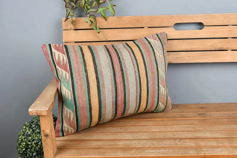 Cushion, Throw Kilim Pillow, 16x24 Red Cushion Cover, Home Decor Pillow, Pillow for Couch, Farmhouse Pillow Case, Wholesale Cushion - 1