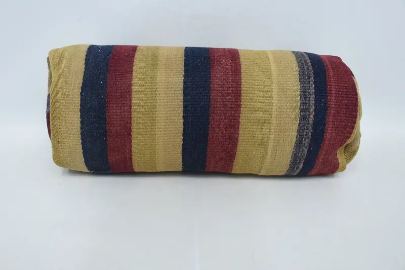 Beige & Rot besticktes Wurfkissen, Vintage Kissen mit Reißverschluss