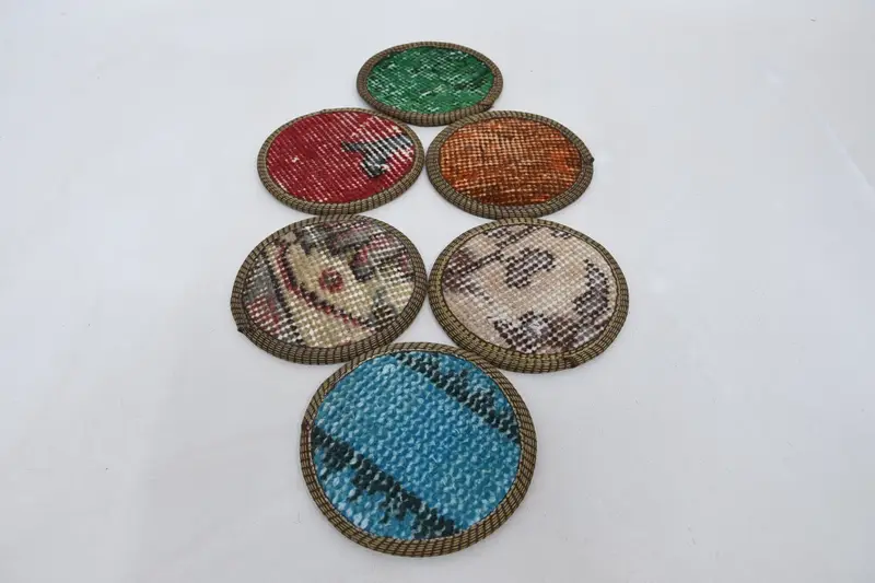 Red and Bronze Round Coaster, Durable Glass Pad Coaster