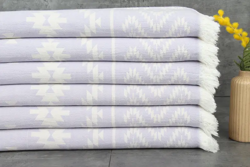 Turkish Towel Organic Cotton Hand Towel Lilac Beige 20x40 Inches