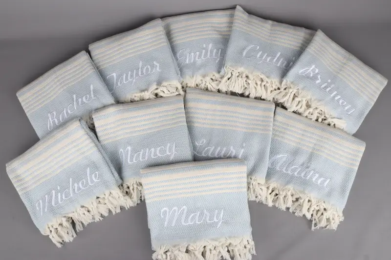 Personalized Beach Towel Organic Cotton Baby Blue, 40x71 Inches