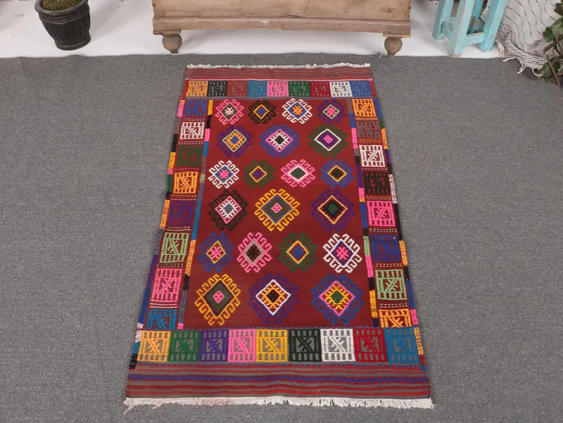 Gökkuşağı Güneybatı Halısı, 2,4x4,4 ft Canlı Dekor