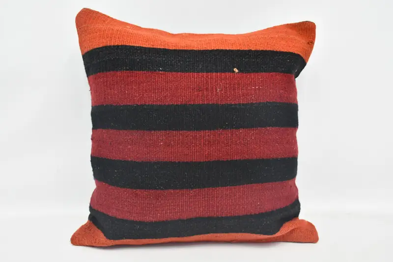 Cushion Cover, Vintage Kilim Throw Pillow, 20x20 Red Cushion Cover, Kilim Pillow, Crochet Pattern Pillow, Handmade Kilim Cushion - 1