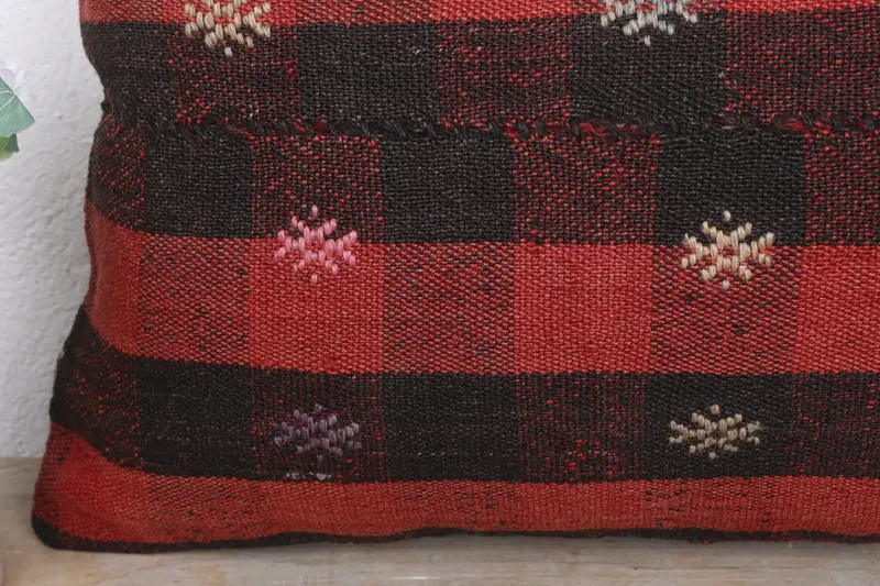 Boho Pillow Sham Cover, Vintage Pillow, Vintage Kilim Pillow, Pillow Sham, Customized Cushion Cover, Aztec Pillow, 12x20 Red Pillow Cover - 3
