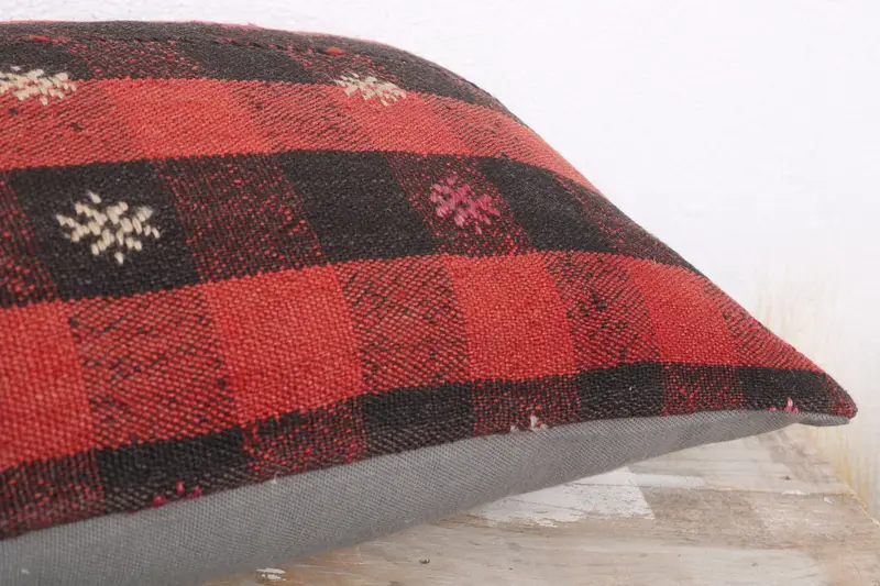 Boho Pillow Sham Cover, Vintage Pillow, Vintage Kilim Pillow, Pillow Sham, Customized Cushion Cover, Aztec Pillow, 12x20 Red Pillow Cover - 6