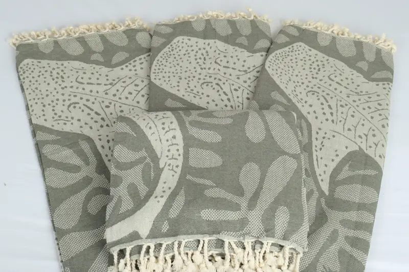 Turkish Blanket Throw, 100x92 Cotton Whale Design Towel, Wedding Favors, Tablecloth, Gift For Her, Woven Blanket, Turkish Beach Blanket - 5