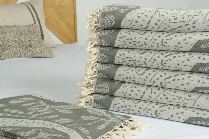 Turkish Blanket Throw, 100x92 Cotton Whale Design Towel, Wedding Favors, Tablecloth, Gift For Her, Woven Blanket, Turkish Beach Blanket - 3
