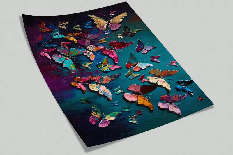 Schmetterlingsmalerei Druckwand Wandgemälde, tierische Tapete, abnehmbares Handypapier, farbenfrohe Wandkunst, Schmetterlingswandabziehbilder, Abziehbilder für Wände, - 8