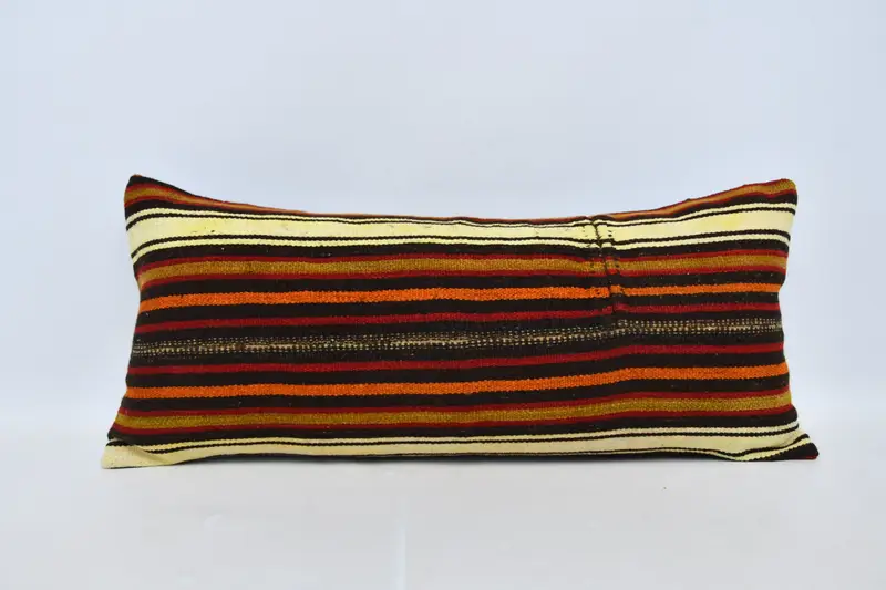 Boho Pillow Sham Cover, Pillow for Couch, Pillow Cover, 16x36 Red Pillow, Natural Pillow Case, Southwestern Cushion Case, Kilim Pillow - 1