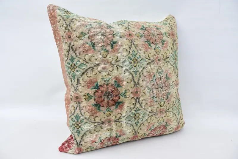 Turkish Kilim Pillow, Cushion Cover, Antique Pillows, 32x32 Beige Pillow Cover, Handwoven Pillow Cover Cushion Case, Pillow for Sofa, Toss Pillow - 3