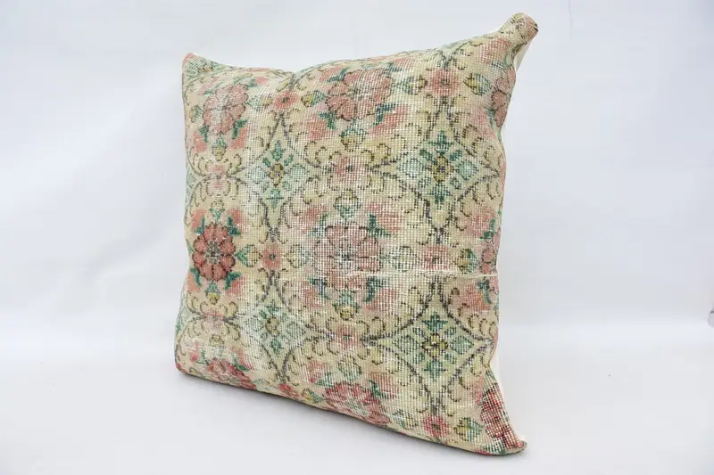 Turkish Kilim Pillow, Cushion Cover, Antique Pillows, 32x32 Beige Pillow Cover, Handwoven Pillow Cover Cushion Case, Pillow for Sofa, Toss Pillow - 5