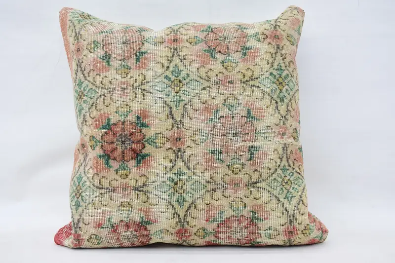 Turkish Kilim Pillow, Cushion Cover, Antique Pillows, 32x32 Beige Pillow Cover, Handwoven Pillow Cover Cushion Case, Pillow for Sofa, Toss Pillow - 4