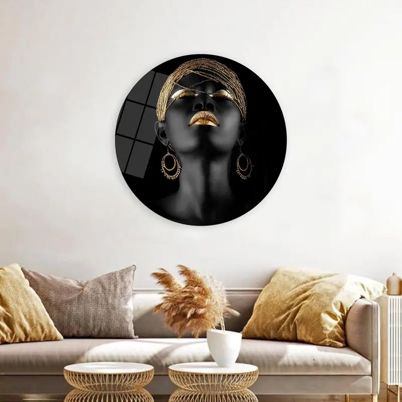 エレガントなアフリカン ゴールド リップ キャンバス: トレンディなきらめくアート プリント