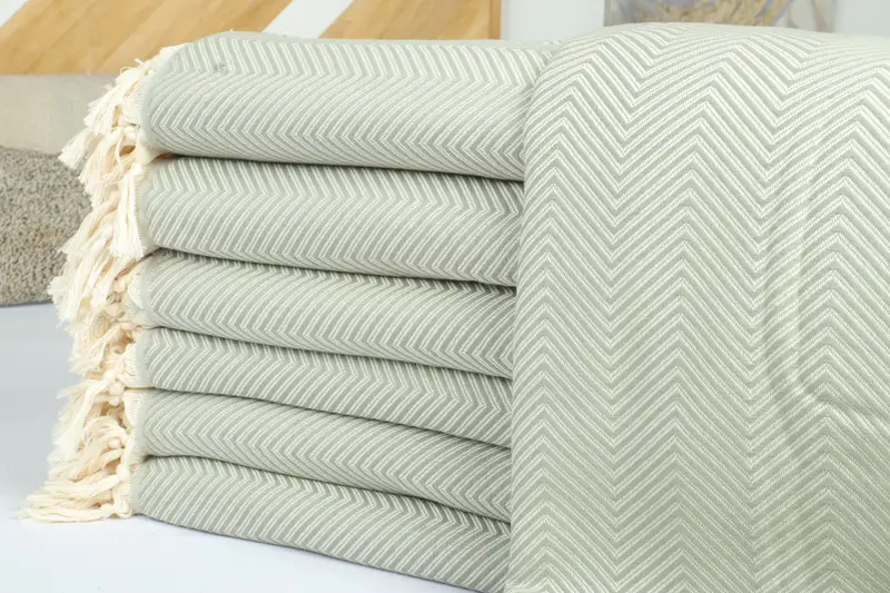 Throw Blanket Couch, First Wedding Anniversary Gift, Best Friend Gift Ideas, Custom Wedding Gifts, 92x80 Cotton Striped Towel, Throw Blanket - 2