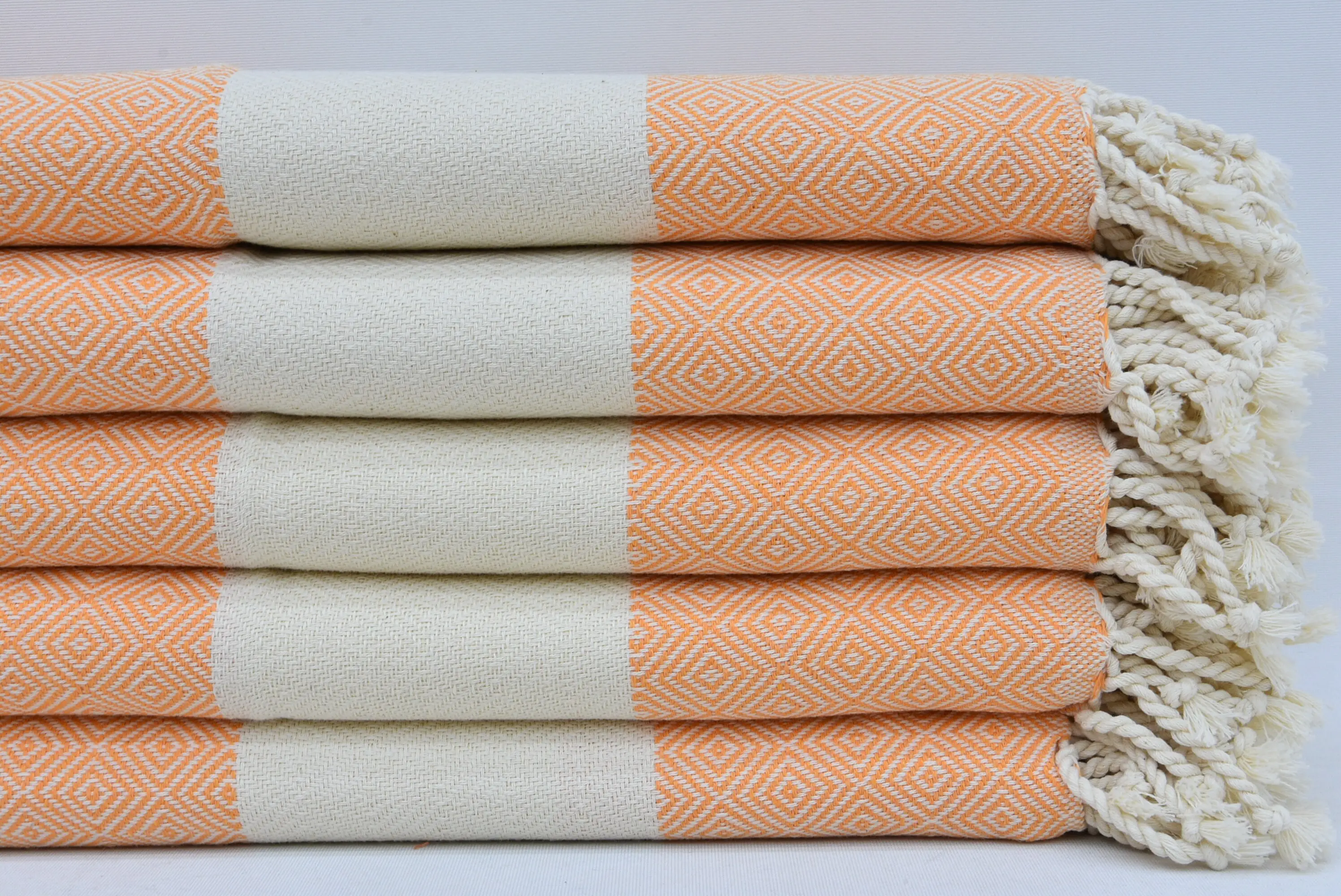 Guest Towel Fitness Towel Orange Diamond Design Cotton 18x36 - 1