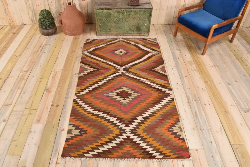 Yeşil Güneybatı Halısı, 3,9x6,9 ft Sarı Vurgular