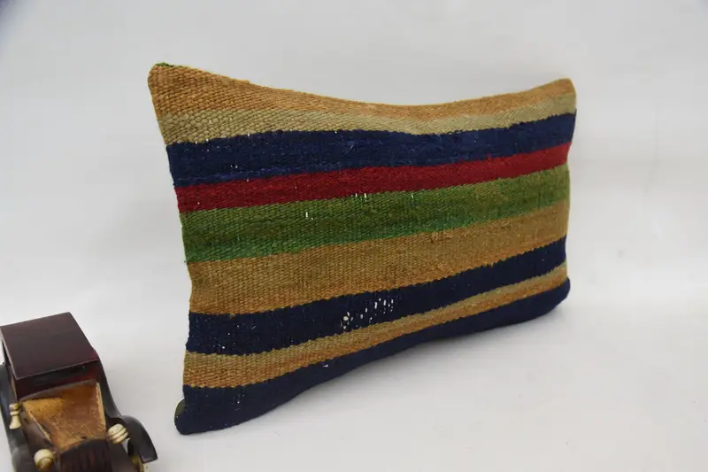 Boho Pillow, Pillow Case, Garden Pillow Case, Handmade Kilim Cushion, Aesthetic Pillow, 12x20 Blue Cushion, Aesthetic Pillow Sham, Home Decor Pillow - 2