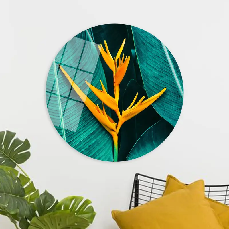 Tropical Green & Yellow Canvas: Printed Art with Green Leaves
