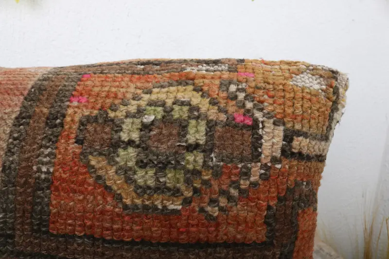 Home Decor Pillow, 12x24 Brown Pillow Case, Ethnical Kilim Rug Pillow, Pillow Sham, Sofa Pillow Sham, Kilim Pillow Cover - 5