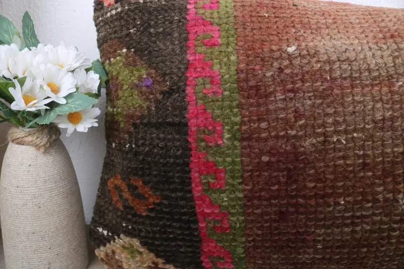 Home Decor Pillow, 12x24 Brown Pillow Case, Ethnical Kilim Rug Pillow, Pillow Sham, Sofa Pillow Sham, Kilim Pillow Cover - 3