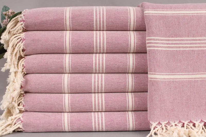 Turkish Beach Towel Personalized Purple Stripes, Beige, 40x67 Inches