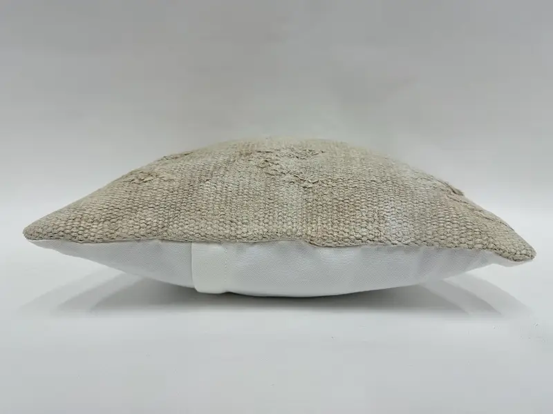 Bolster Throw Pillow Case, Cushion Cover, Turkish Kilim Pillow, 14x14 Beige Cushion Cover, Ethnical Kilim Rug Pillow, Interior Designer Pillow - 5