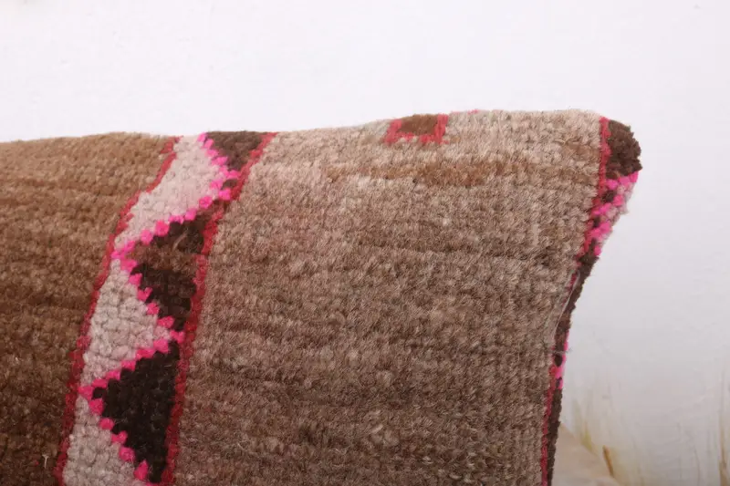 Ethnic Pillow Case, Cushion Cover, Nomadic Pillow, Vintage Kilim Pillow, 12x24 Brown Pillow Case, Antique Pillows, Bed Cushion Cover, Turkish Pillow - 5