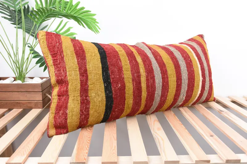 Cushion Case, Traditional Cushion, Interior Designer Pillow, Ethnical Kilim Rug Pillow, 16x36 Red Pillow Sham, Vintage Kilim Pillow - 4