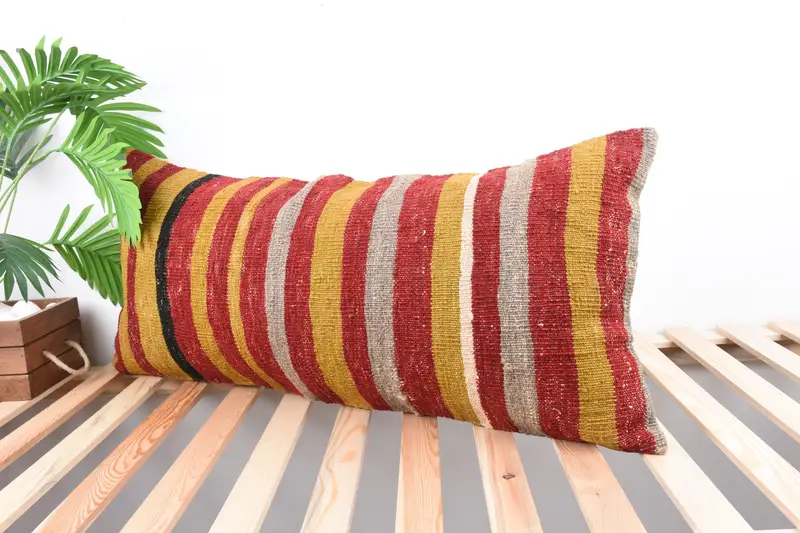 Cushion Case, Traditional Cushion, Interior Designer Pillow, Ethnical Kilim Rug Pillow, 16x36 Red Pillow Sham, Vintage Kilim Pillow - 5