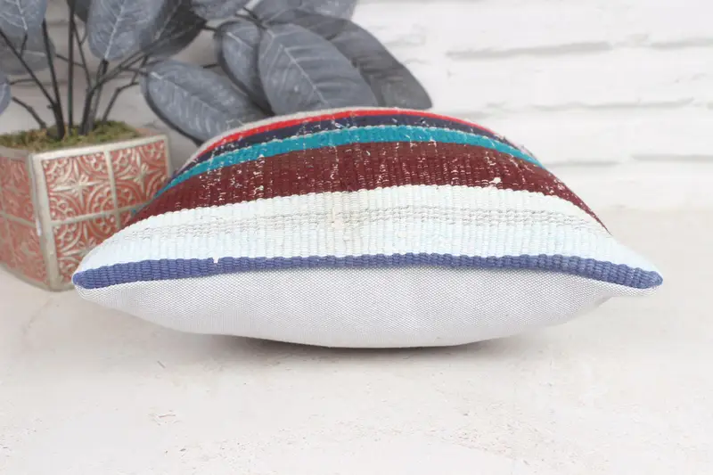 12x12 Blue Pillow, Cushion Cover, Bolster Throw Pillow, Gift Pillow, Boho Pillow Sham Cover, Pillow for Couch, Morroccon Kilim Cushion Pillow Sham - 5