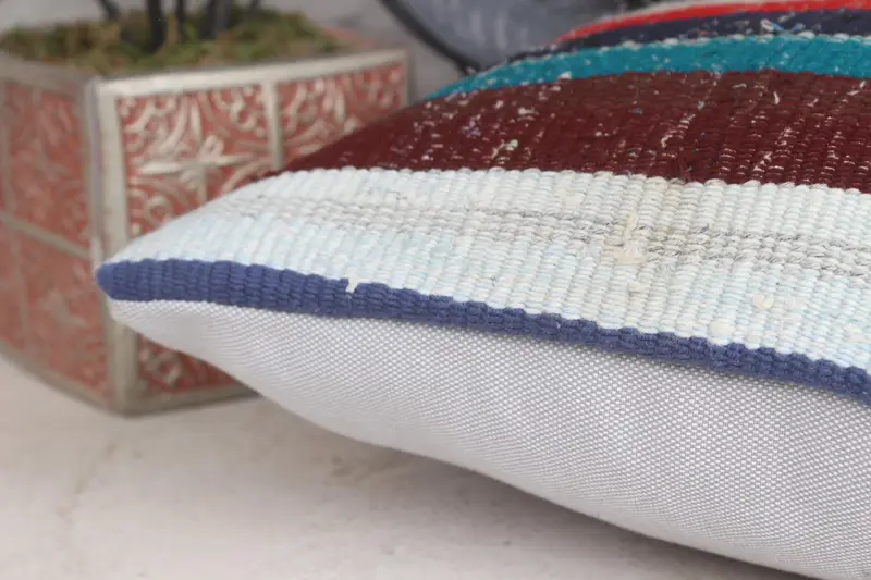 12x12 Blue Pillow, Cushion Cover, Bolster Throw Pillow, Gift Pillow, Boho Pillow Sham Cover, Pillow for Couch, Morroccon Kilim Cushion Pillow Sham - 7