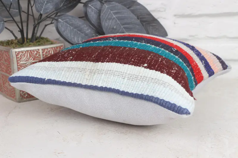 12x12 Blue Pillow, Cushion Cover, Bolster Throw Pillow, Gift Pillow, Boho Pillow Sham Cover, Pillow for Couch, Morroccon Kilim Cushion Pillow Sham - 6