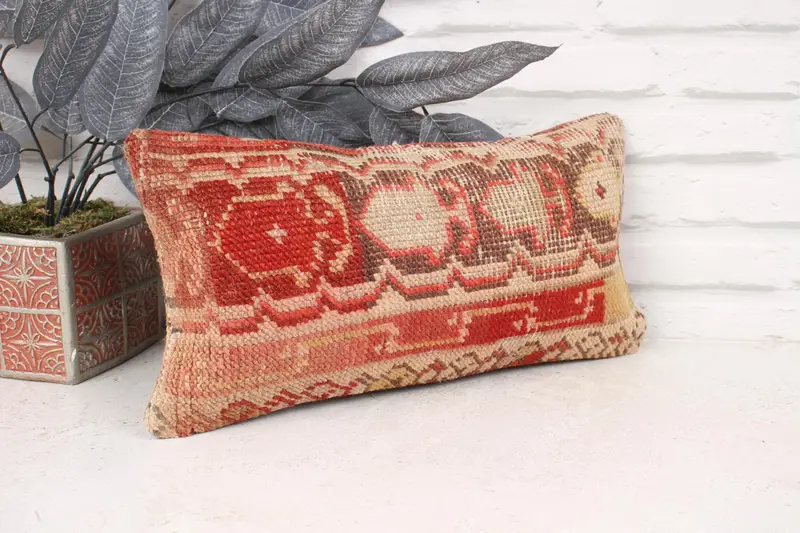 Kilim Pillow, 8x16 Red Pillow Cover, Boho Pillow Sham Cover, Morroccon Kilim Cushion Cushion Cover, Pillow Case, Home Decor Pillow - 3