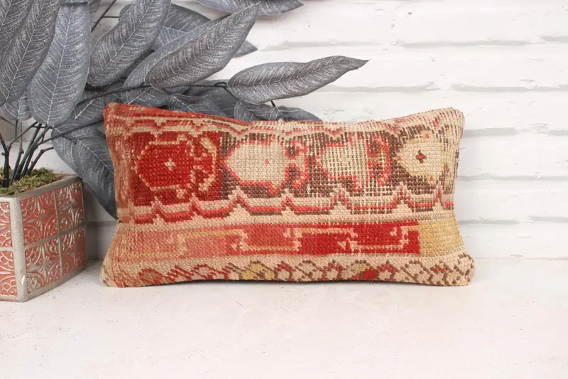 Kilim Pillow, 8x16 Red Pillow Cover, Boho Pillow Sham Cover, Morroccon Kilim Cushion Cushion Cover, Pillow Case, Home Decor Pillow - 1