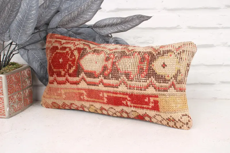 Kilim Pillow, 8x16 Red Pillow Cover, Boho Pillow Sham Cover, Morroccon Kilim Cushion Cushion Cover, Pillow Case, Home Decor Pillow - 4