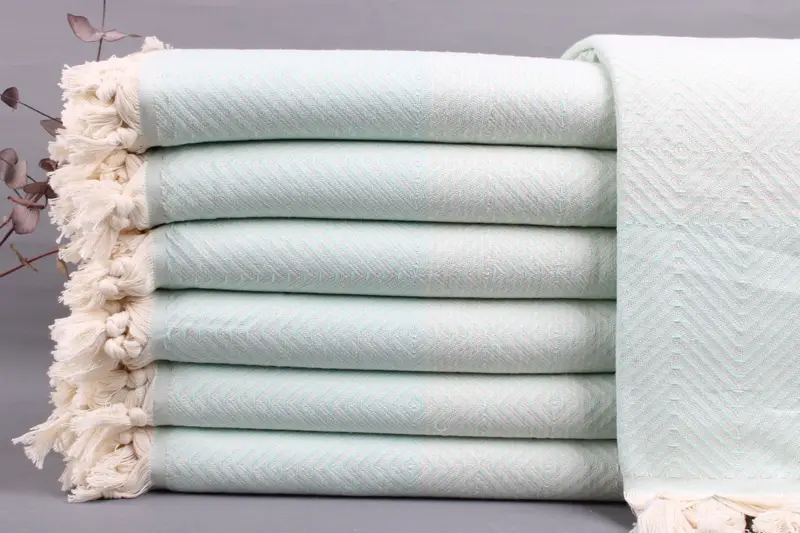 Beach Blanket Turkish Cotton Beige, Handmade 79x91 Inches