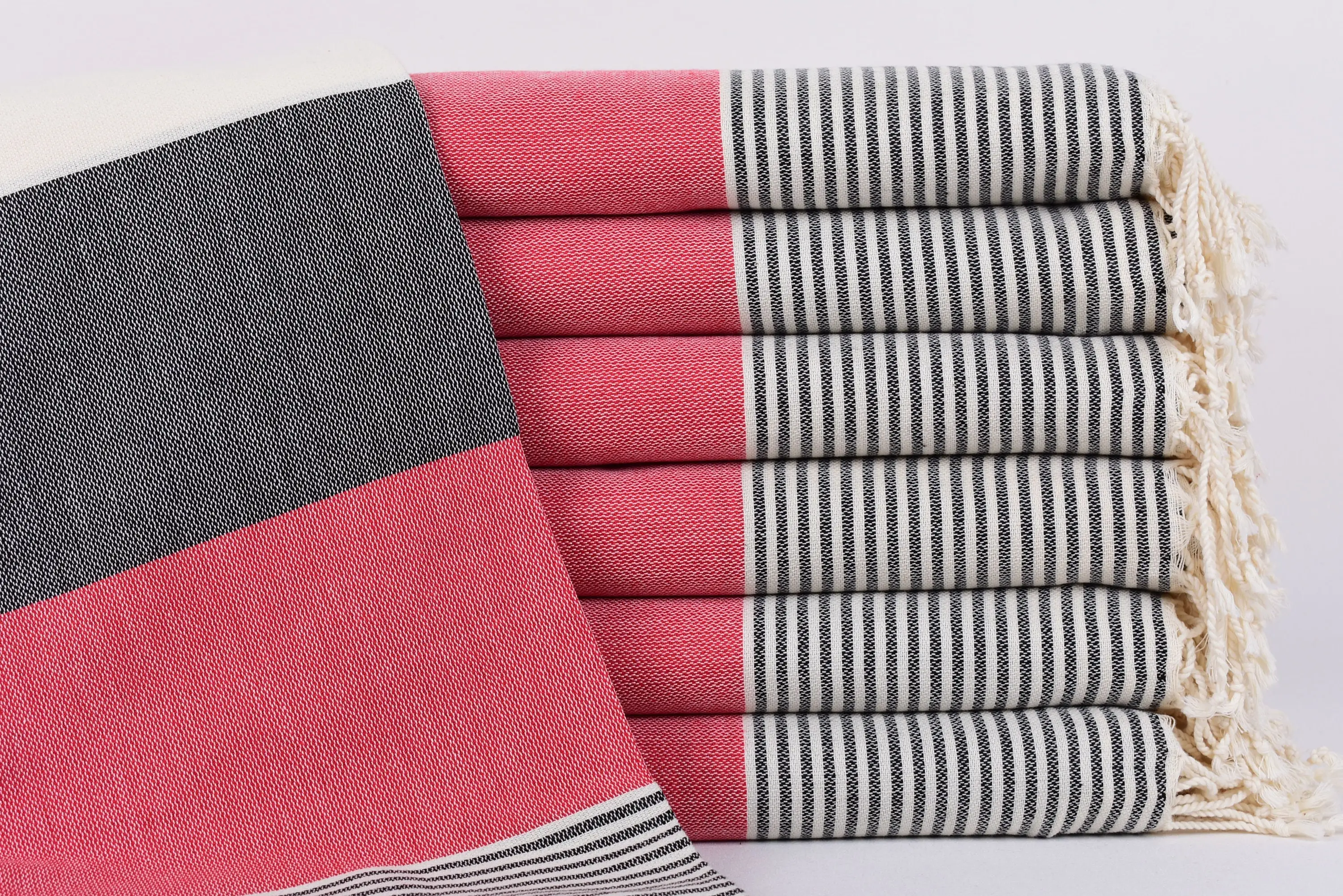 Personalized Bridesmaid Gift Monogram Red-Black Striped Towel, 67x40 Inches - 1