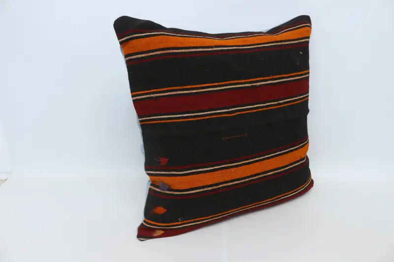 28x28 Brown Pillow Case, Handmade Kilim Cushion, Turkish Kilim Pillow, Vintage Kilim Pillow, Pillow Sham, Natural Pillow Sham - 3