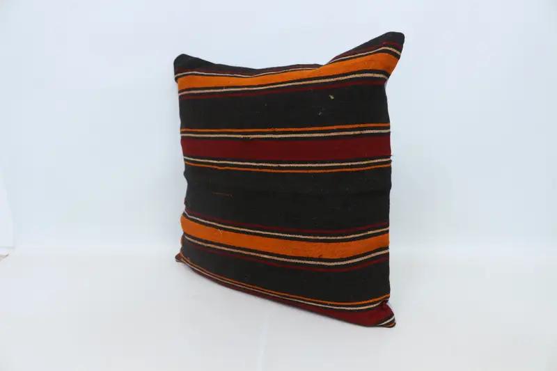 28x28 Brown Pillow Case, Handmade Kilim Cushion, Turkish Kilim Pillow, Vintage Kilim Pillow, Pillow Sham, Natural Pillow Sham - 4