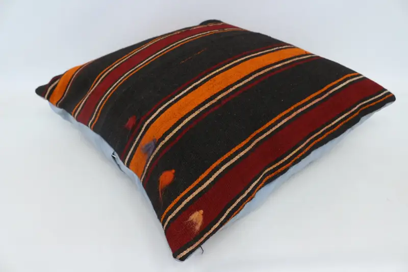 28x28 Brown Pillow Case, Handmade Kilim Cushion, Turkish Kilim Pillow, Vintage Kilim Pillow, Pillow Sham, Natural Pillow Sham - 6