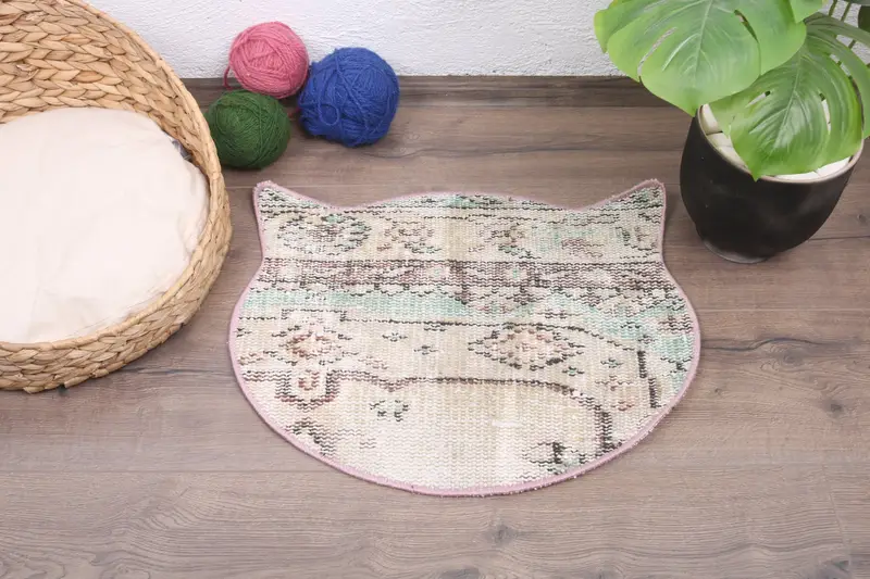 ボヘミアン ベージュ & ブラウン ウール ラウンド プレースマット、伝統的なパターン プレースマット