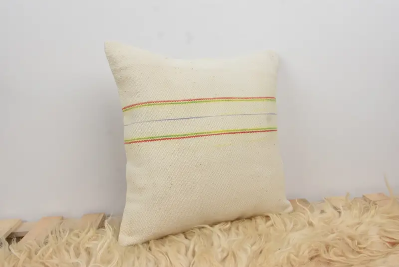 Kilim Pillow Cover, Cushion Cover, Kilim Cushion Sham, Handmade Kilim Cushion, 14x14 White Pillow, Personalized Gift Pillow Pillow Sham - 8