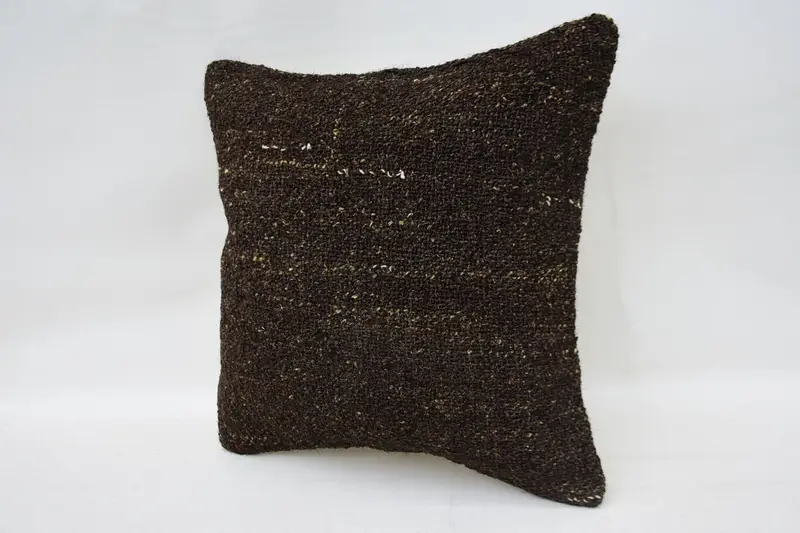 Comfy Throw Pillow Cover, Ethnical Kilim Rug Pillow, Handmade Kilim Cushion, Outdoor Cushion Case, Pillow, Turkish Pillow, 12x12 Brown Cushion Case - 3