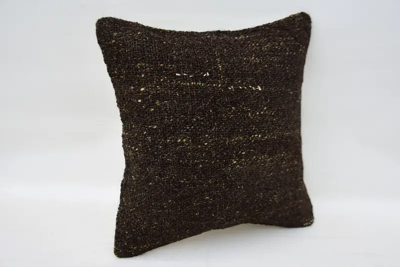 Comfy Throw Pillow Cover, Ethnical Kilim Rug Pillow, Handmade Kilim Cushion, Outdoor Cushion Case, Pillow, Turkish Pillow, 12x12 Brown Cushion Case - 2