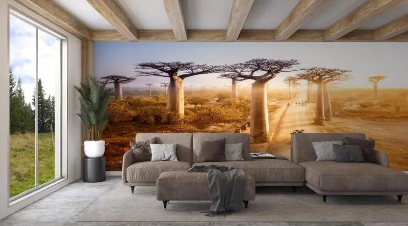 Layered Paper Art, Madagascar Wall Paper, View Digital Paper, Baobab Trees Wall Decor, Madagascar Landscape Digital Paper, Gift For Him, - 3
