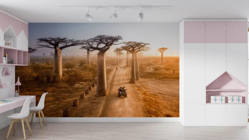 Layered Paper Art, Madagascar Wall Paper, View Digital Paper, Baobab Trees Wall Decor, Madagascar Landscape Digital Paper, Gift For Him, - 2